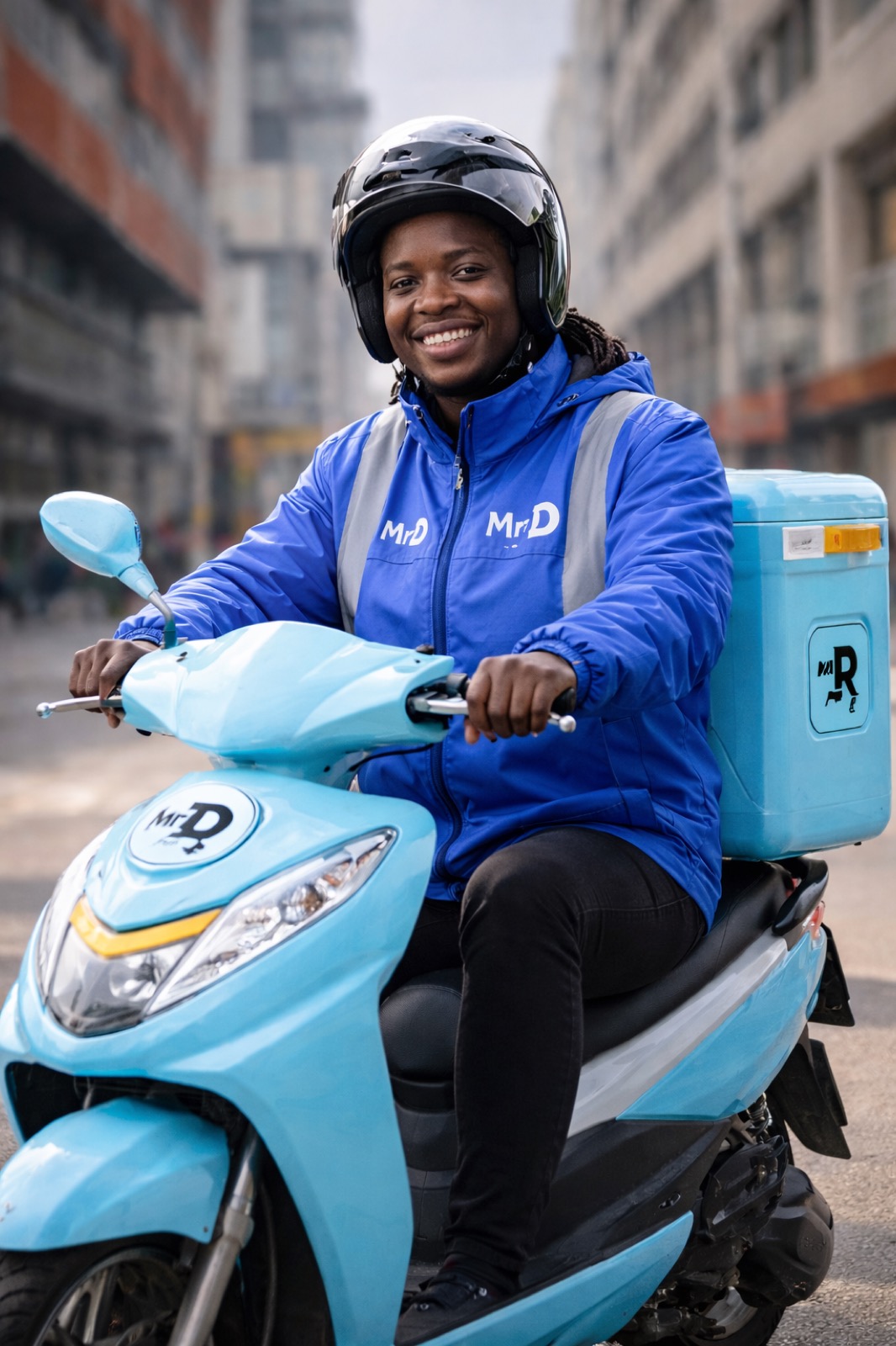 A Mr D rider on a scooter